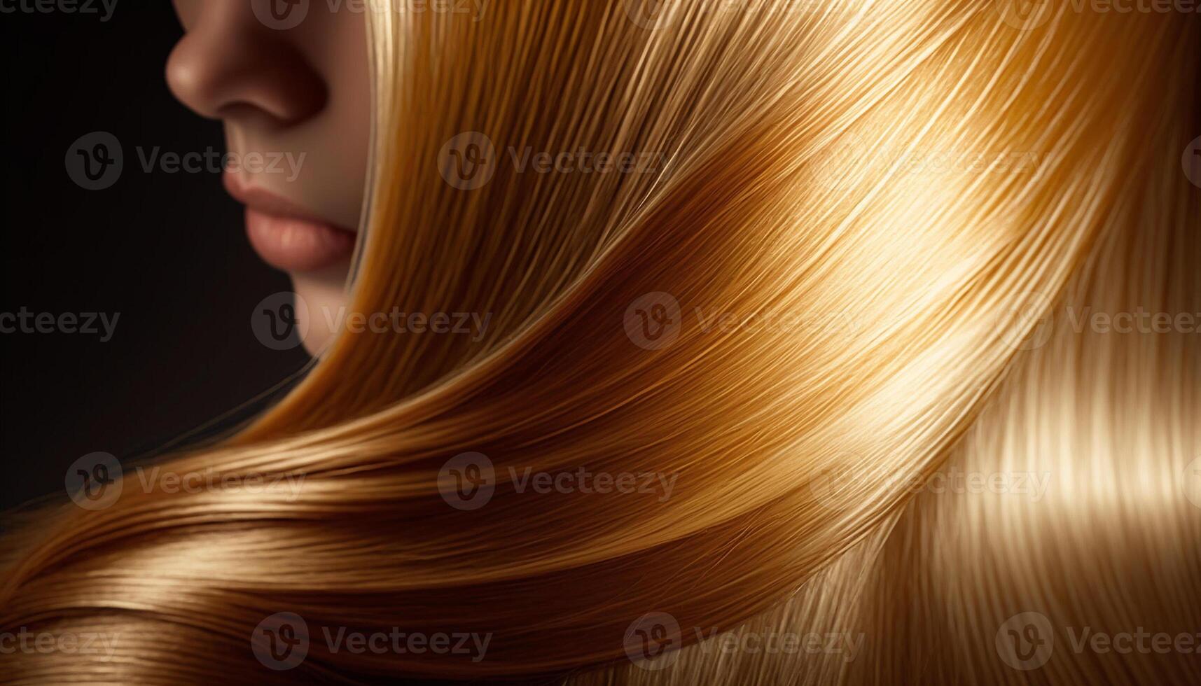 magnifique longue cheveux. beauté femme avec luxueux tout droit blond cheveux. génératif ai photo