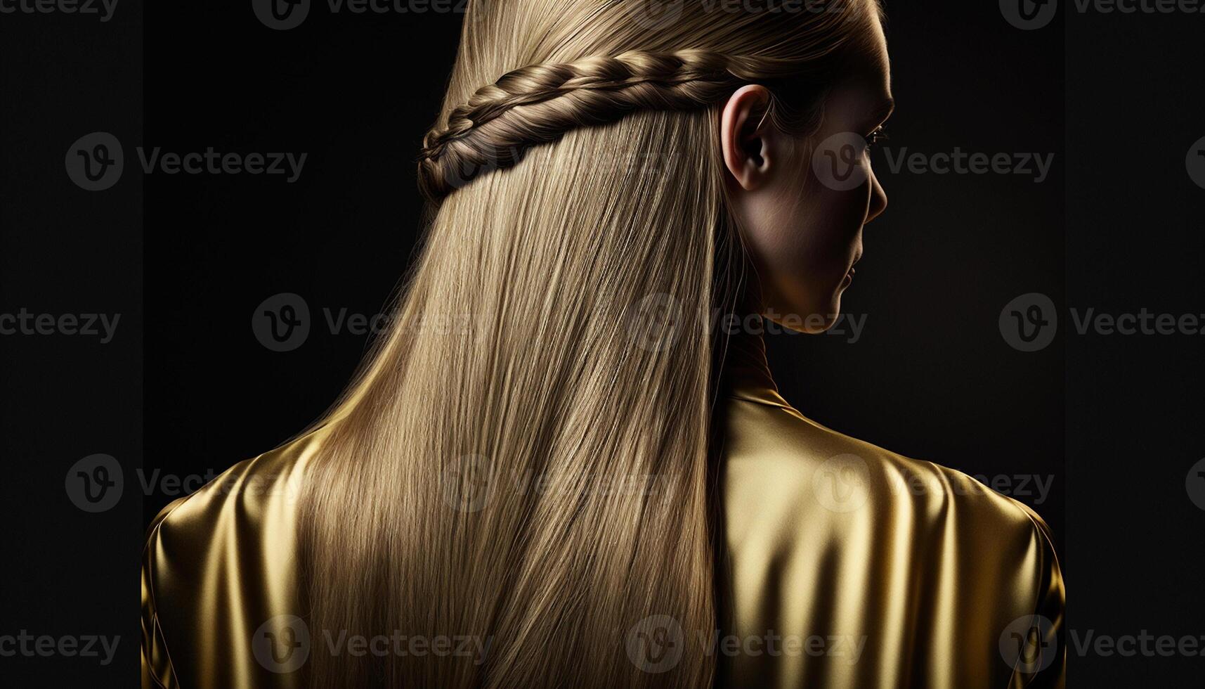 magnifique longue cheveux. beauté femme avec luxueux tout droit blond cheveux. génératif ai photo