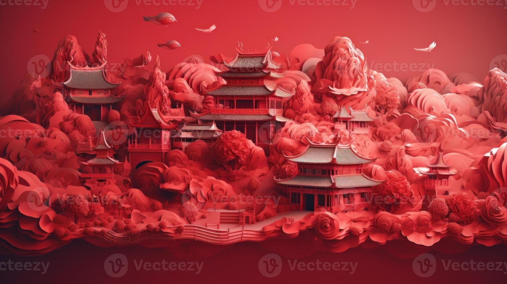 vif et vibrant 3d chinois illustration. génératif ai photo