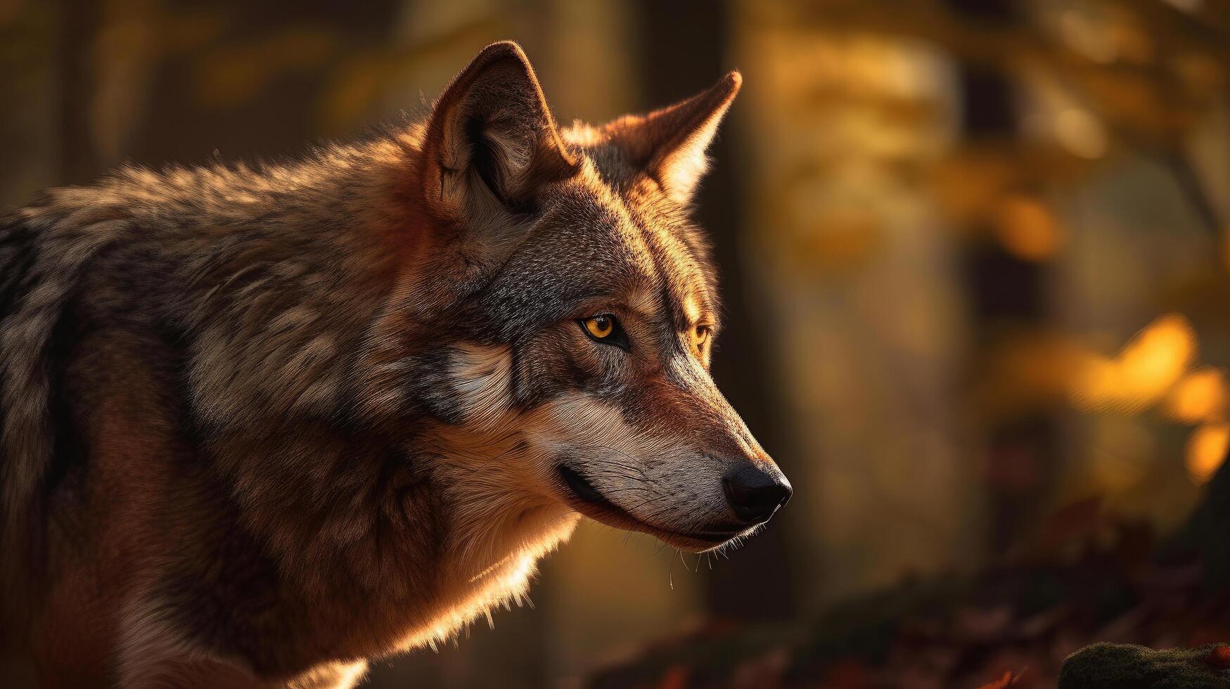 Loup dans forêt. illustration ai génératif photo
