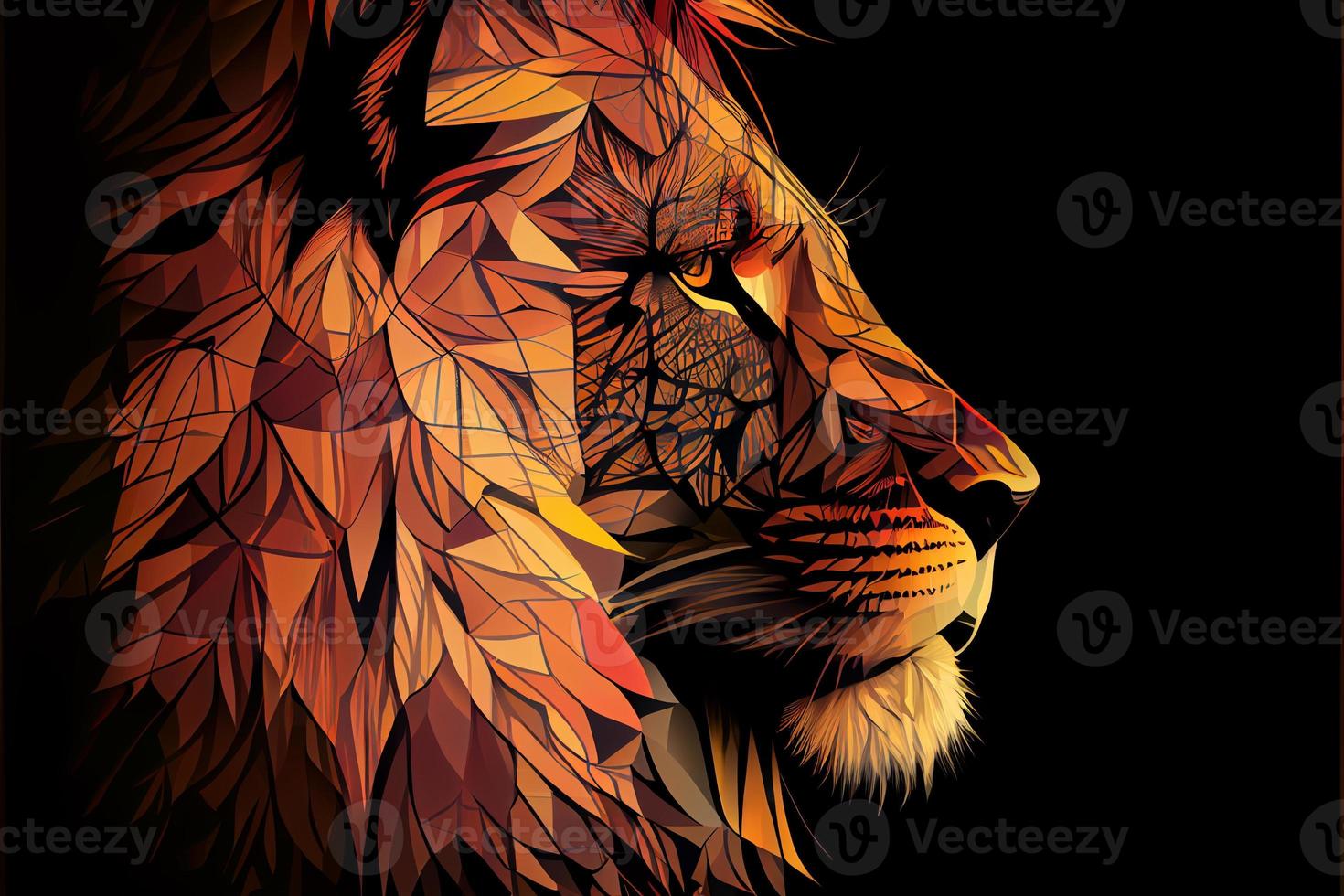 Lion tigre chat silhouette illustration ai généré photo