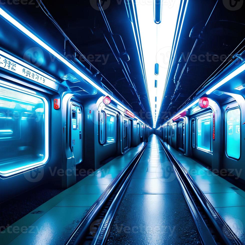 moderne train station plateforme, génératif art par ai photo