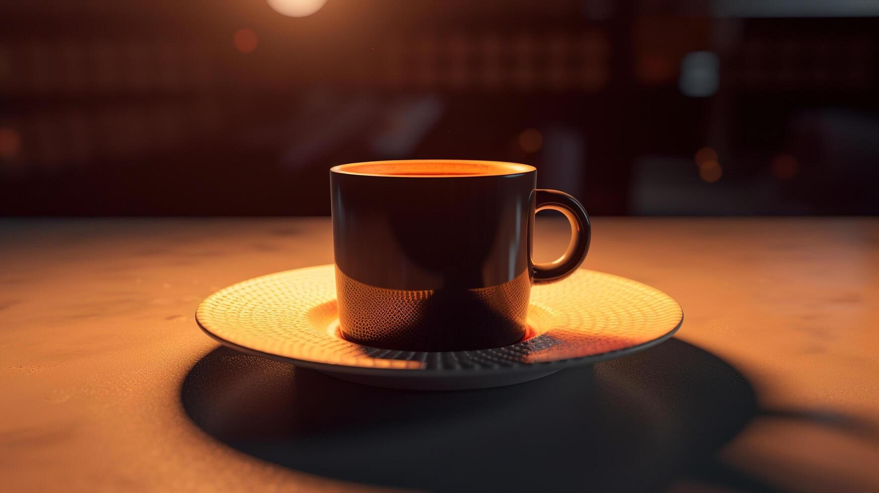 tasse de café sur une en bois table ai généré photo