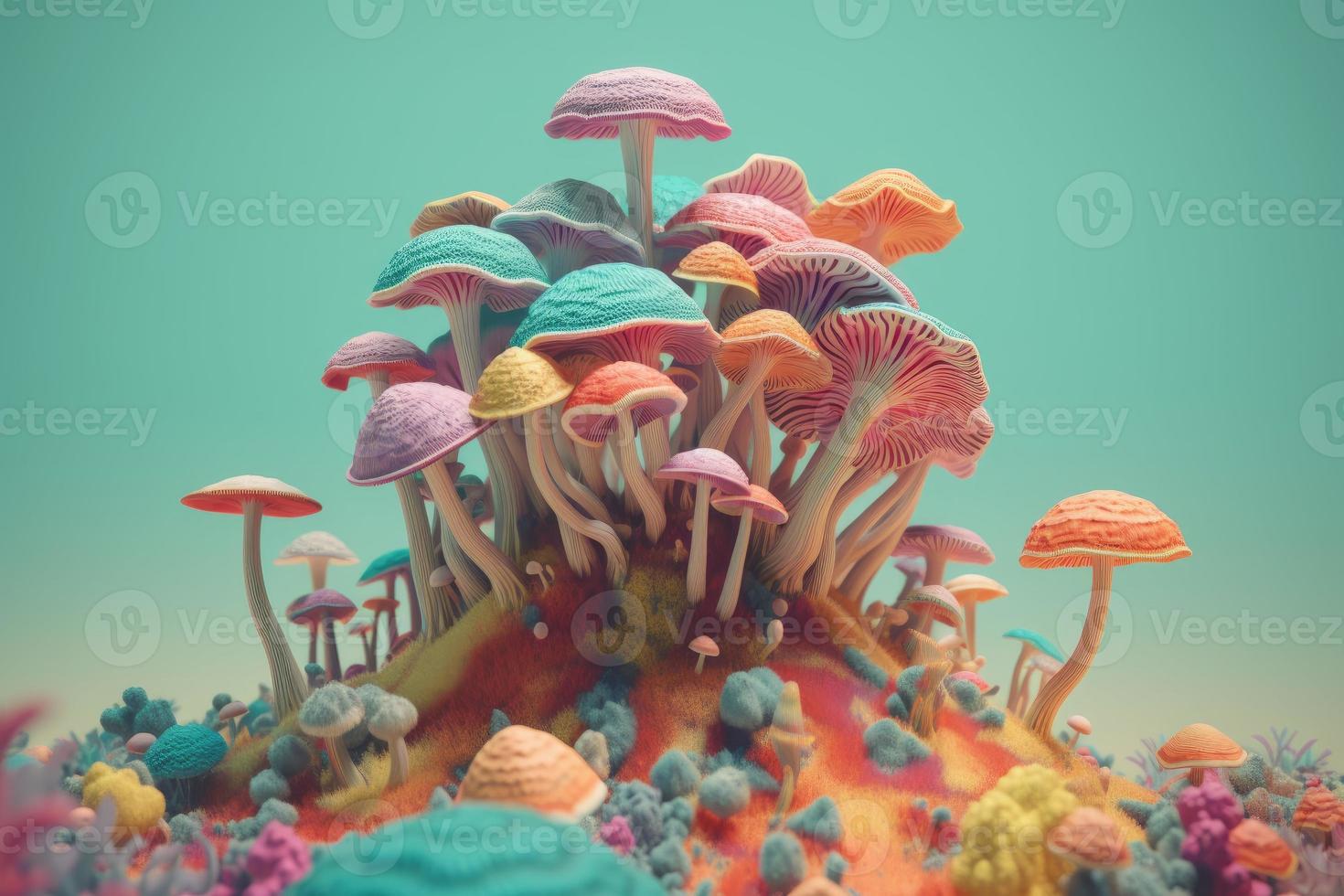 psychédélique décoratif coloré champignons. produire ai photo