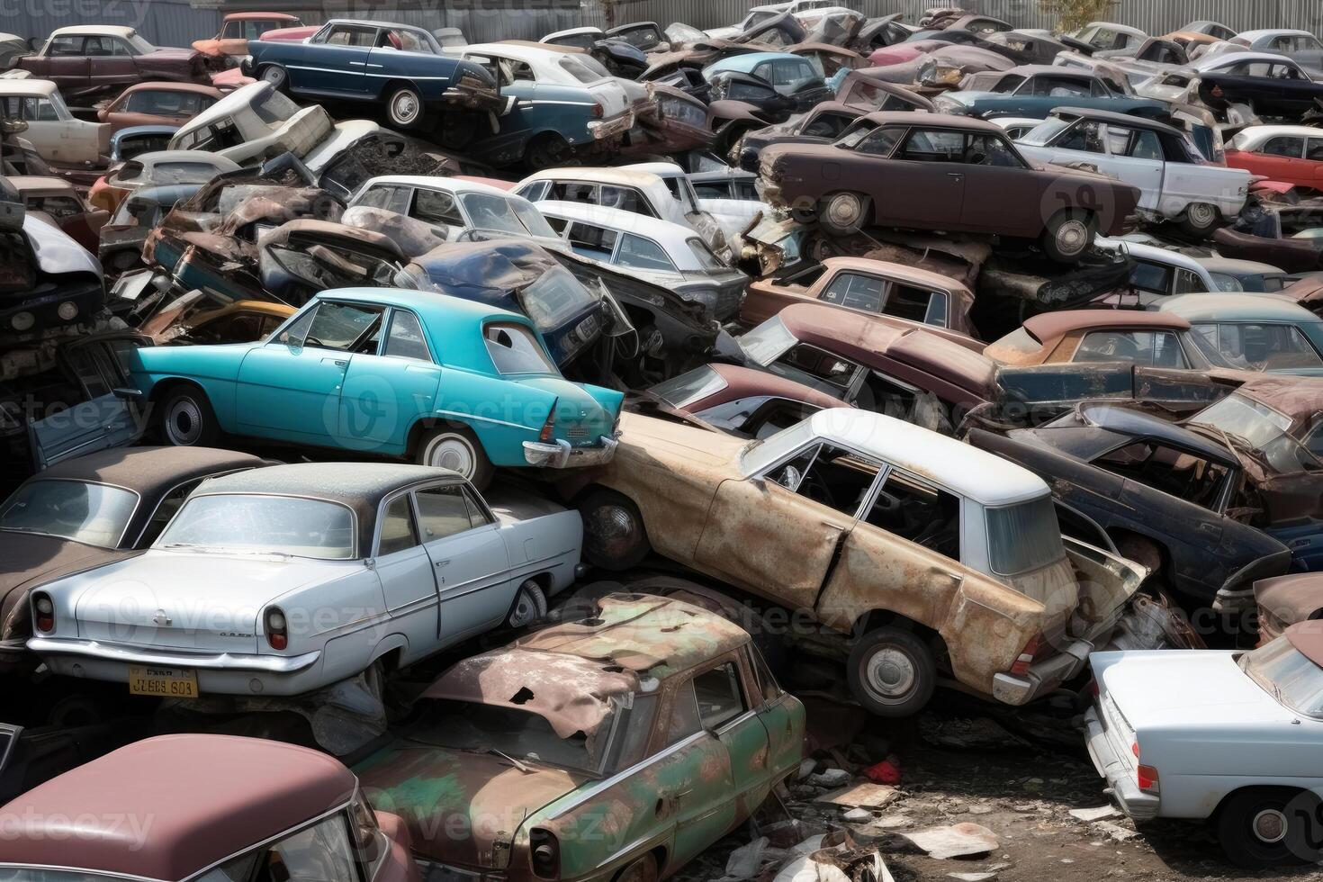 une pile de voitures établi avec génératif ai technologie. photo