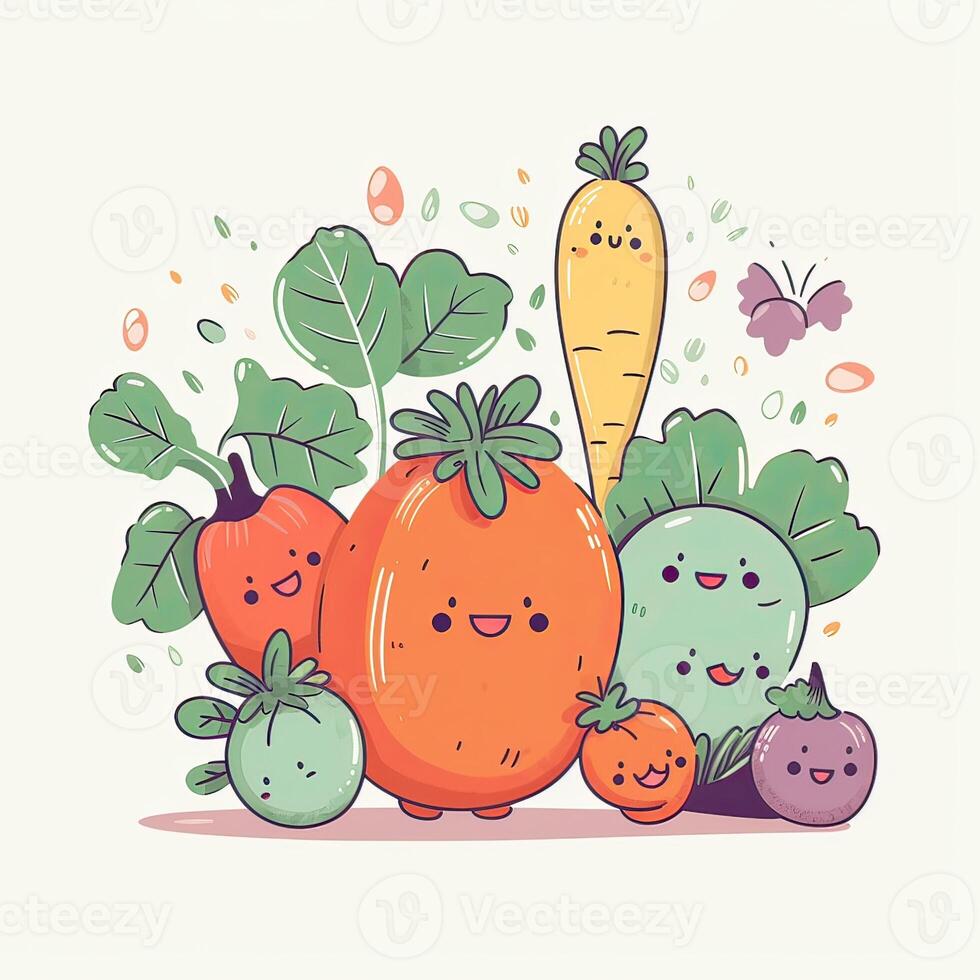 sans couture modèle avec légumes sans soudure modèle pouvez être utilisé pour T-shirt graphique, imprimer. vecteur illustration. génératif ai. photo