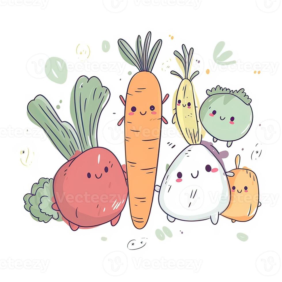 sans couture modèle avec légumes sans soudure modèle pouvez être utilisé pour T-shirt graphique, imprimer. vecteur illustration. génératif ai. photo