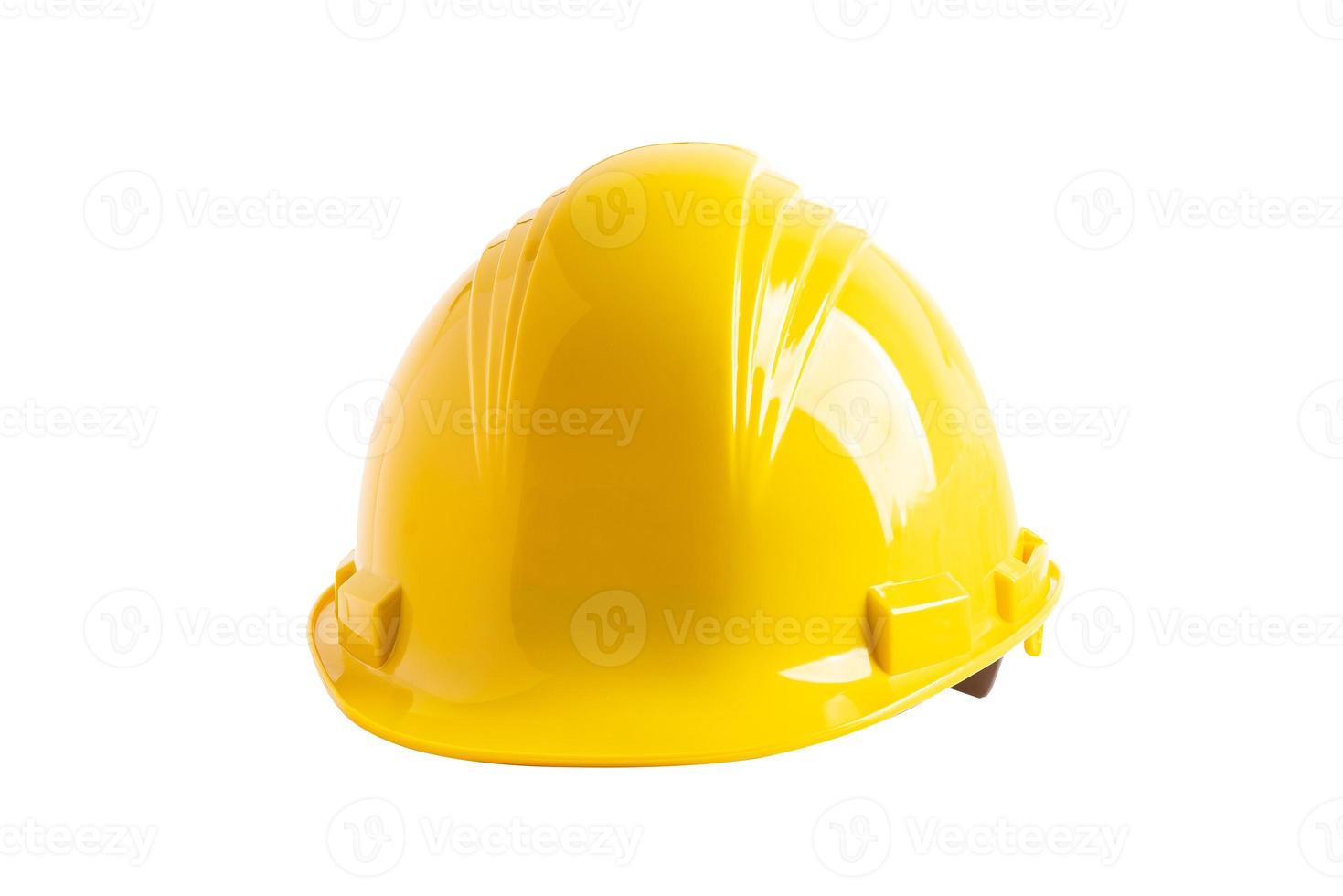 casque de construction jaune isolé sur fond blanc avec un tracé de détourage, concept de sécurité de l'ingénieur. photo