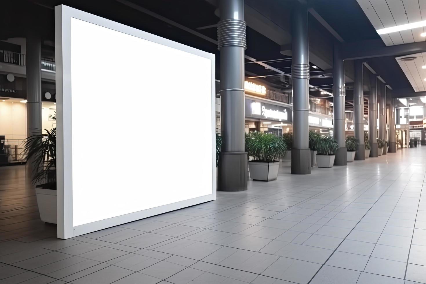 Publique achats centre centre commercial ou affaires centre publicité planche espace comme vide Vide blanc maquette enseigne photo