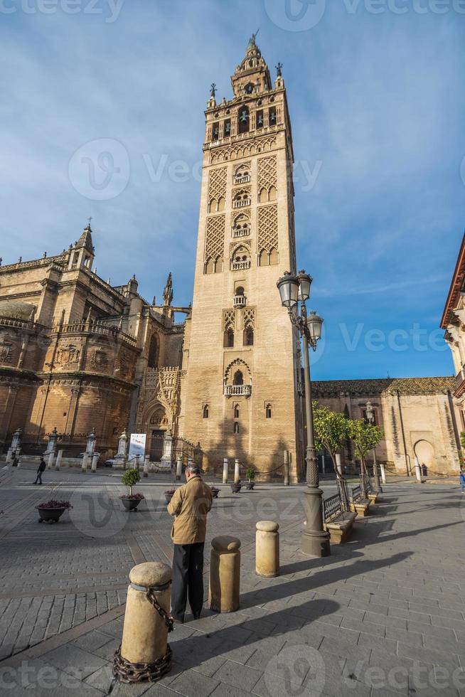 séville cathédrale est le troisième le plus grand église dans le monde et un de le magnifique exemples de gothique et baroque architectural modes et Giralda le cloche la tour de est 104.1 mètres haute photo