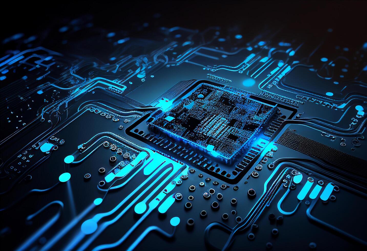 circuit planche futuriste La technologie Contexte. bleu 3d le rendu tonique image génératif ai photo