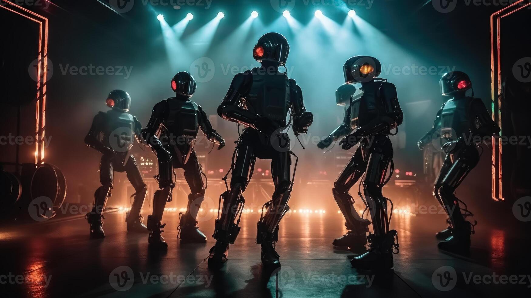 des robots Danse à une boîte de nuit. ai généré photo