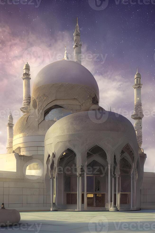 ai généré islamique prier mosquée arabe, eid mubarak photo