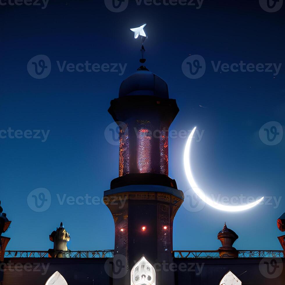 ai généré islamique prier mosquée arabe, eid mubarak photo