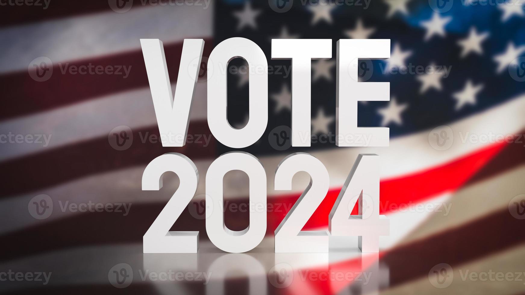 texte voter 2024 sur uni étape de Amérique drapeau 3d le rendu photo