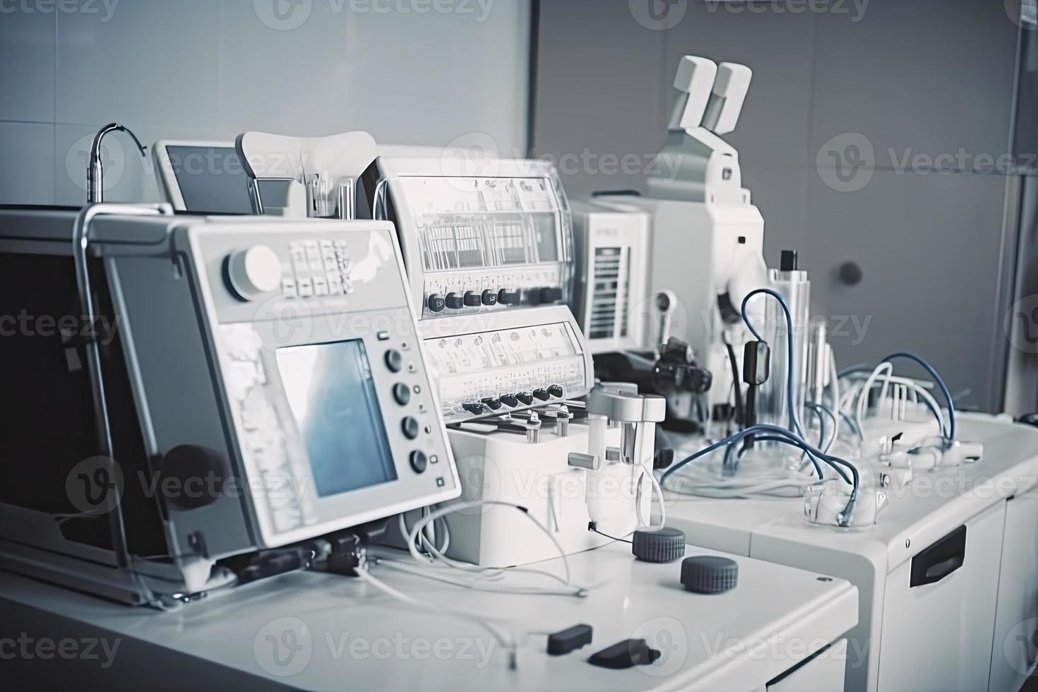 moderne équipement dans en fonctionnement chambre. médical dispositifs pour neurochirurgie. photo