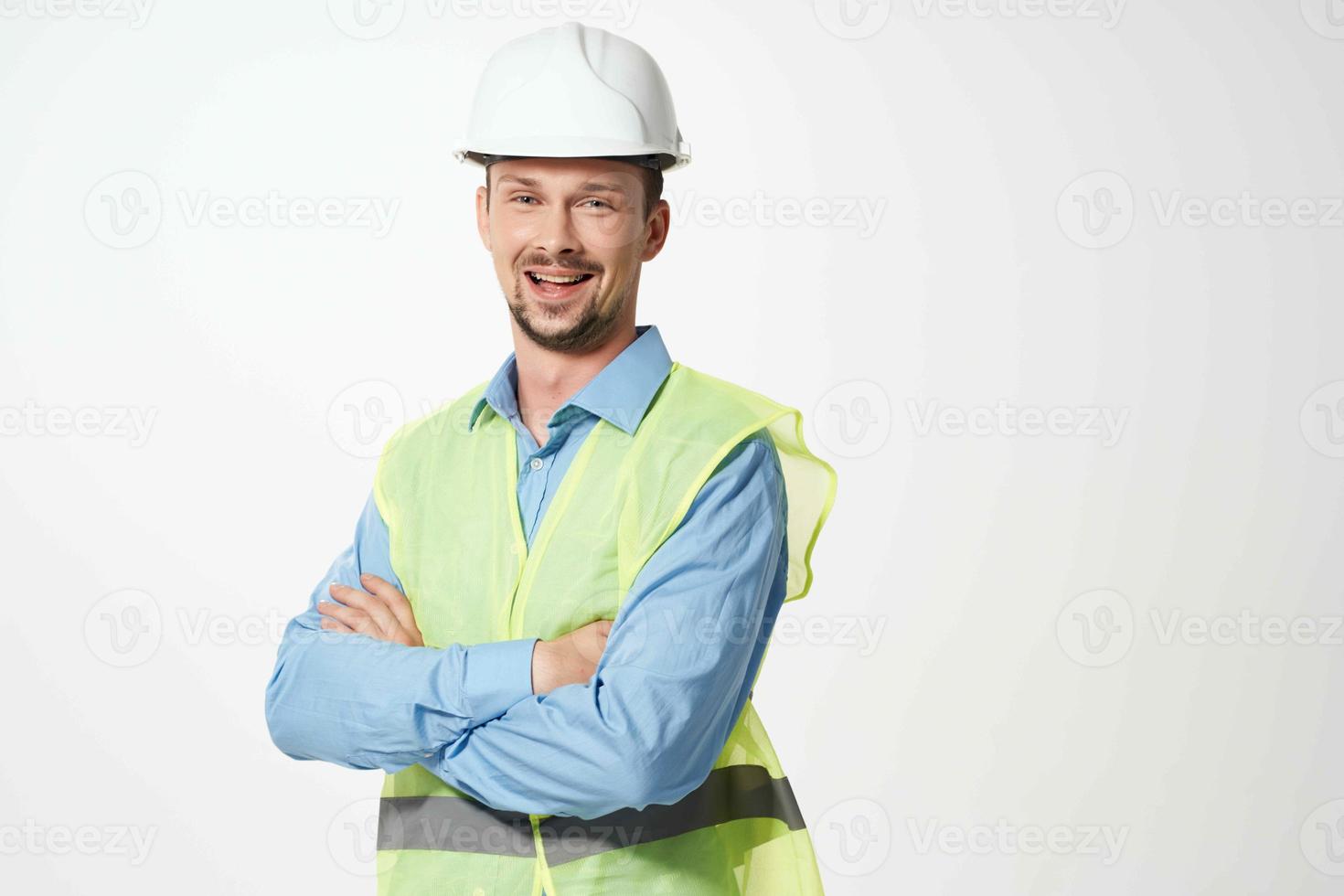 Masculin constructeur professionnel travail uniforme lumière Contexte photo