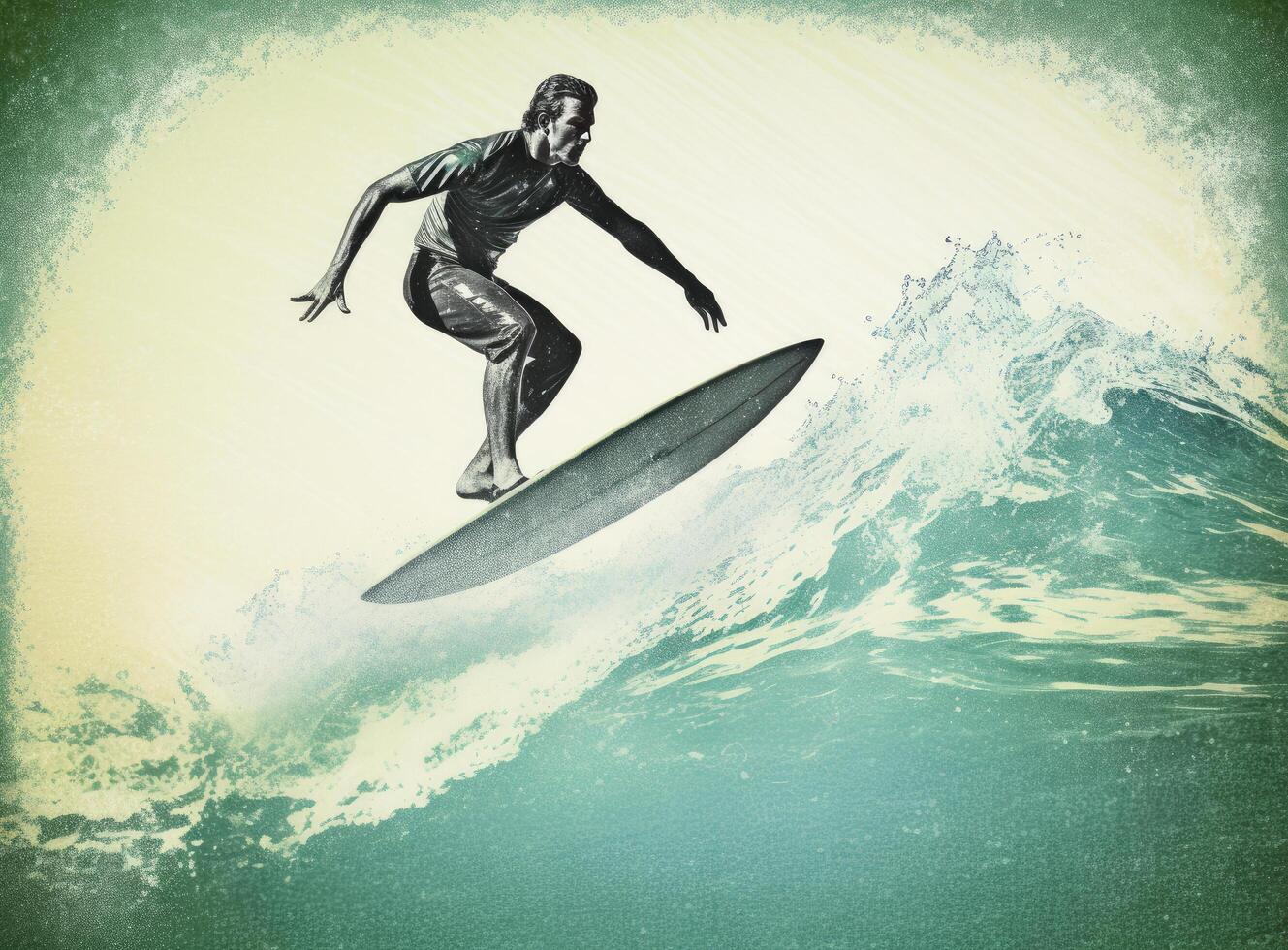 surfeur dans océan. illustration ai génératif photo