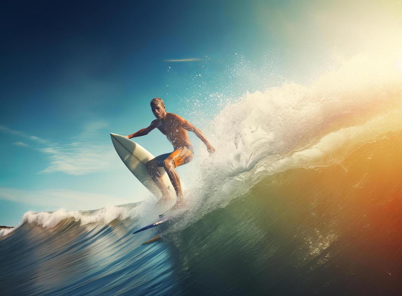 surfeur dans océan. illustration ai génératif photo