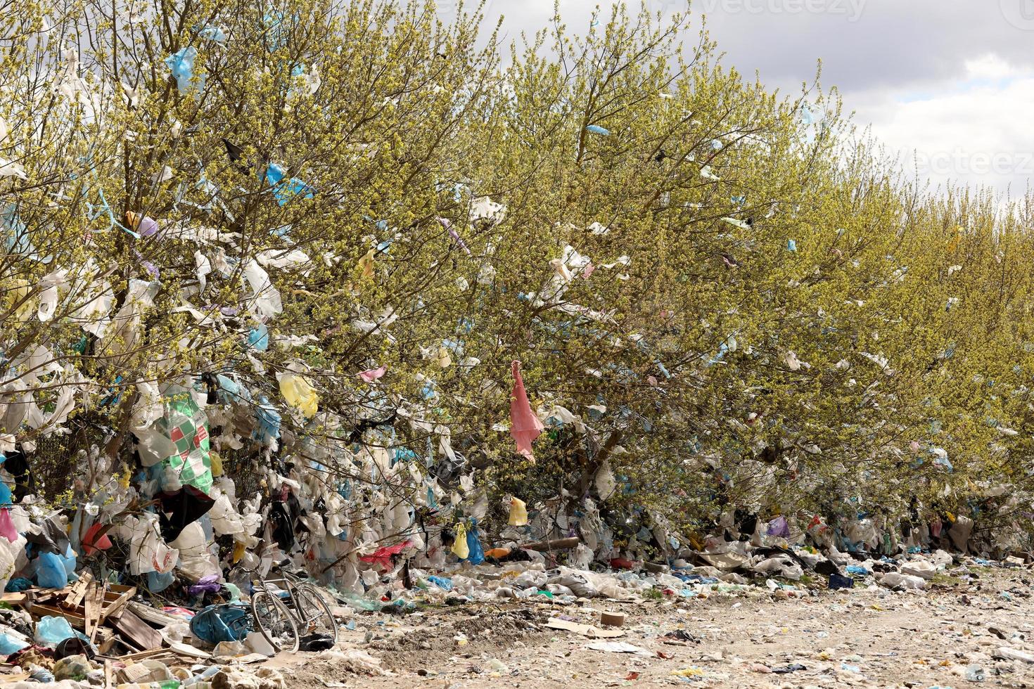 tas d'ordures ménagères dans un dépotoir. ukraine, rivne. 22 avril 2020. photo