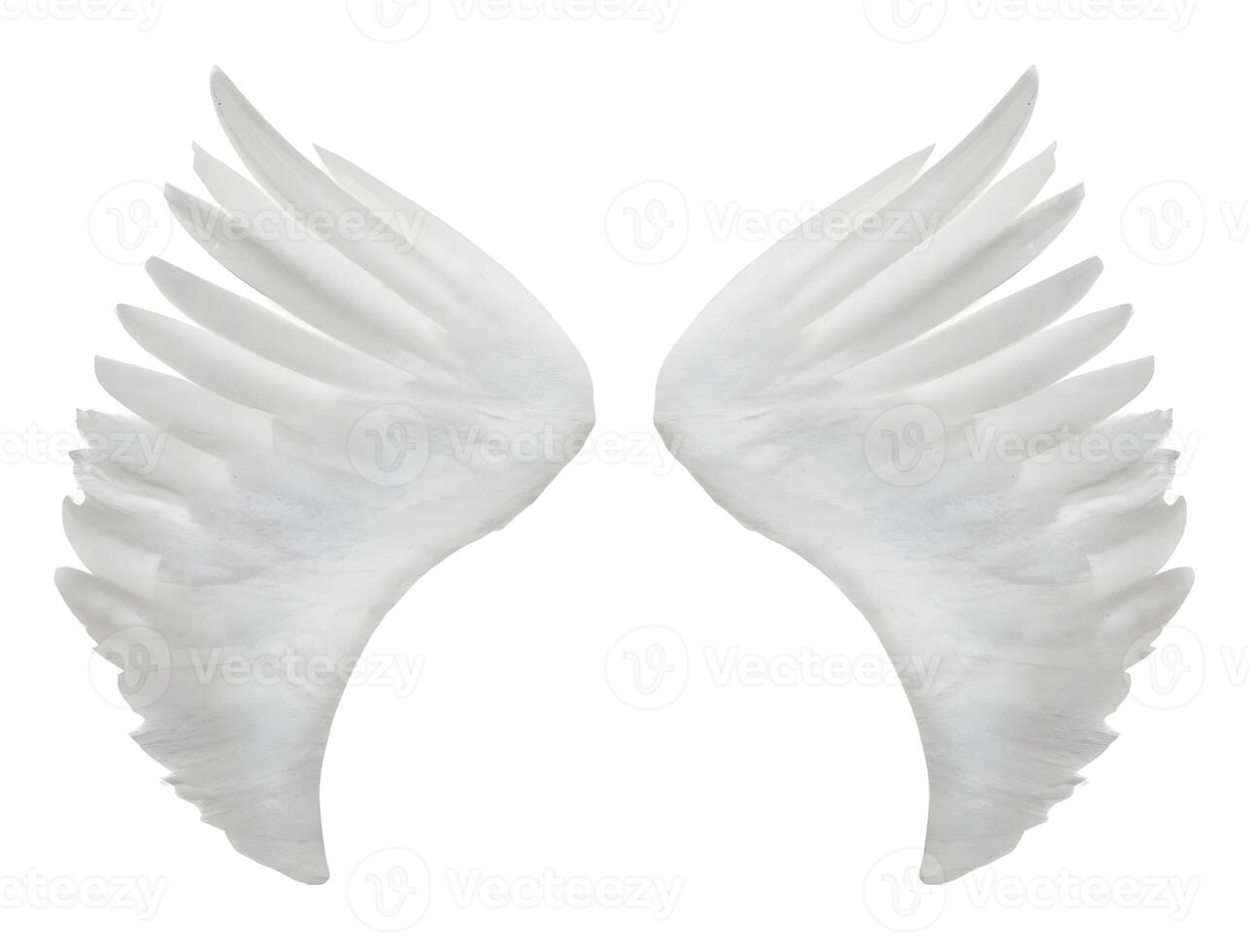 blanc ange ailes isolé sur blanc Contexte. génératif ai. photo