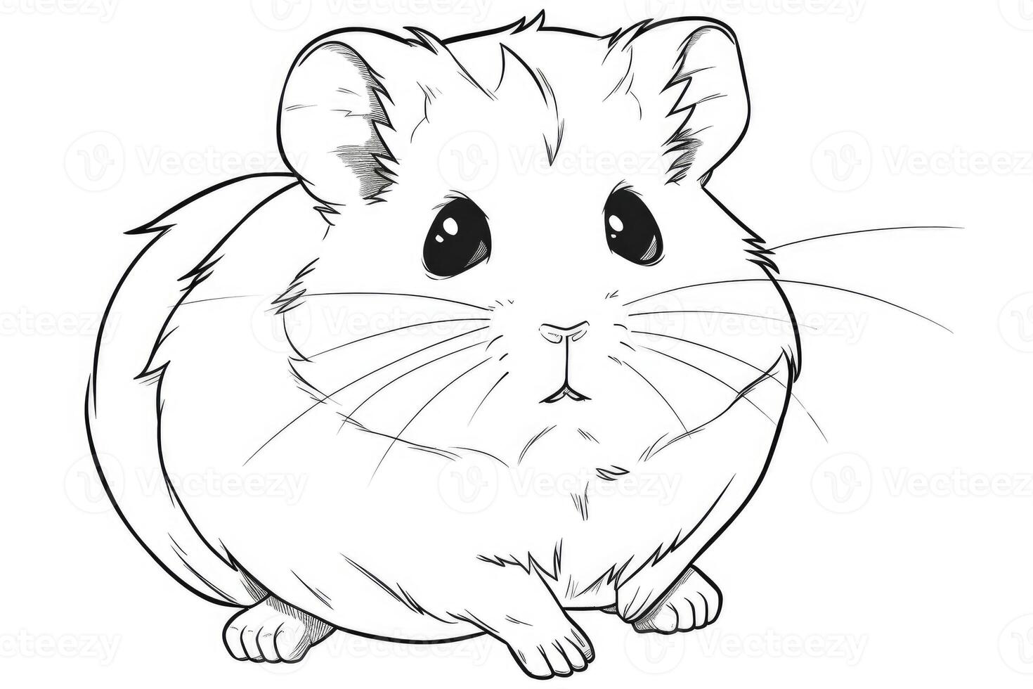 coloration page contour de dessin animé mignonne peu hamster. illustration coloration livre pour enfants. génératif ai photo