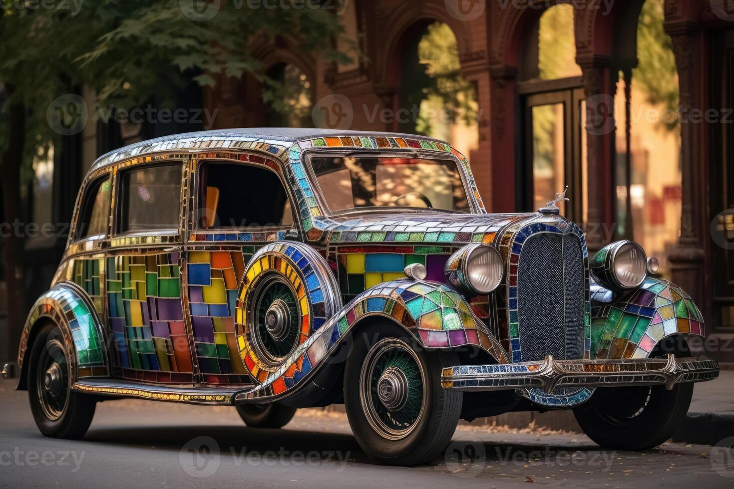 coloré verre oldtimer sur une route photo