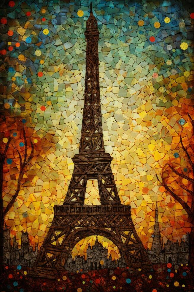 Eiffel la tour magnifique coloré art vecteur génératif ai photo