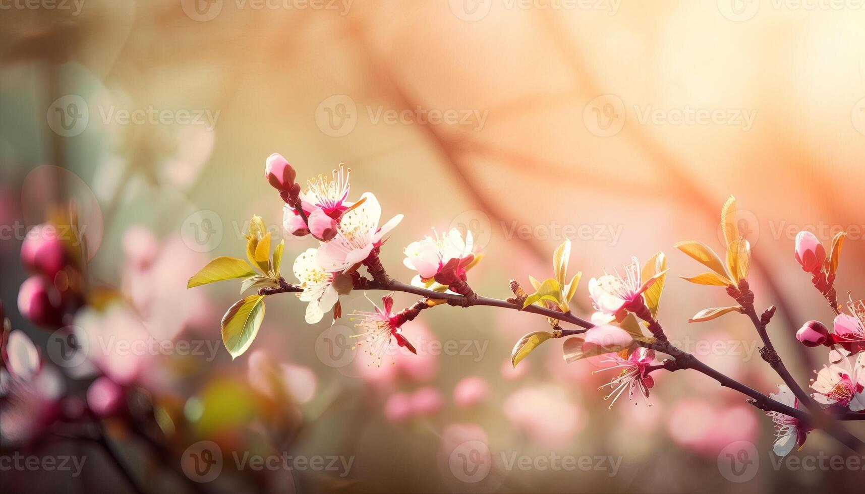 la nature Contexte avec printemps épanouissement fleurs. génératif ai photo