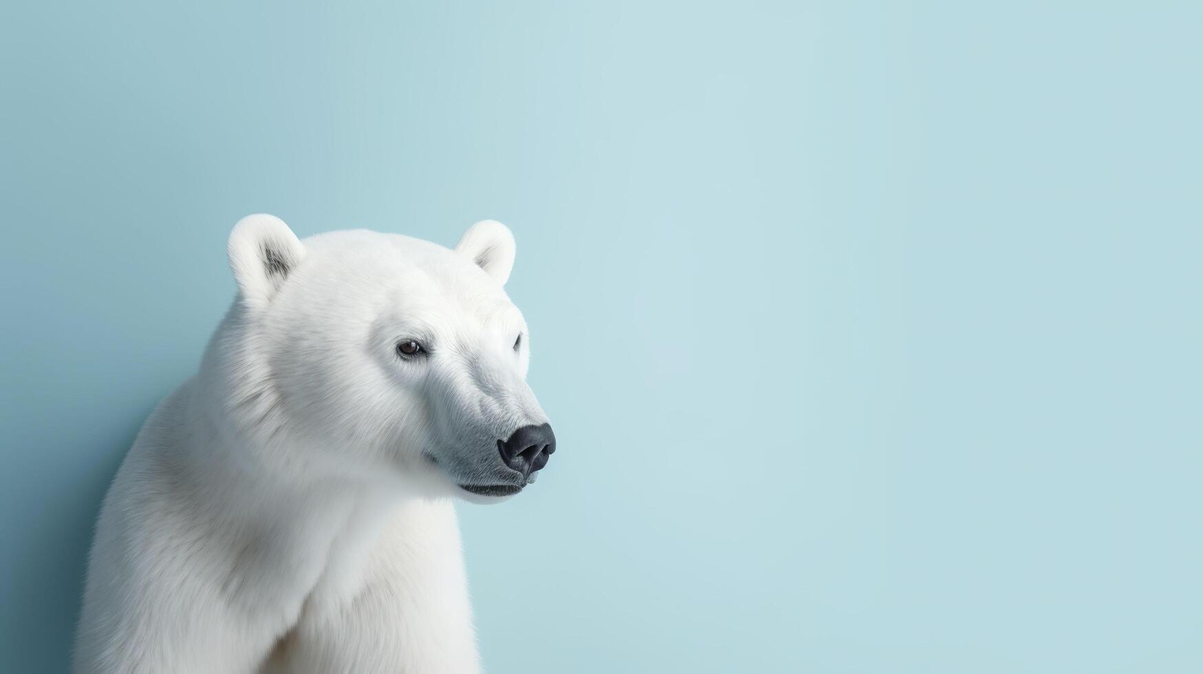 bannière avec polaire ours sur une bleu Contexte. génératif ai. photo