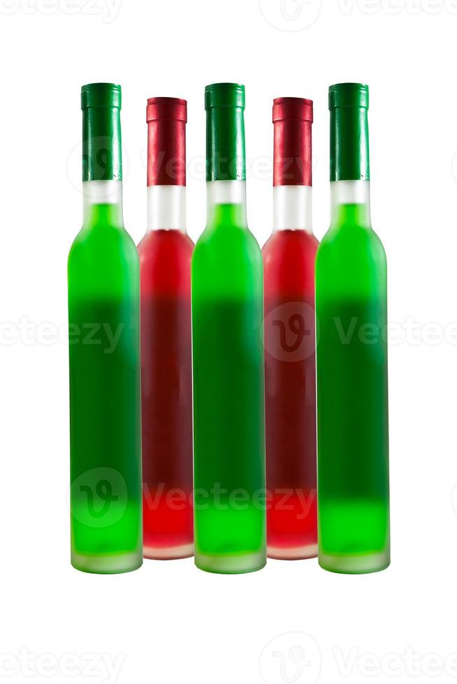 vert et rouge du vin bouteille photo