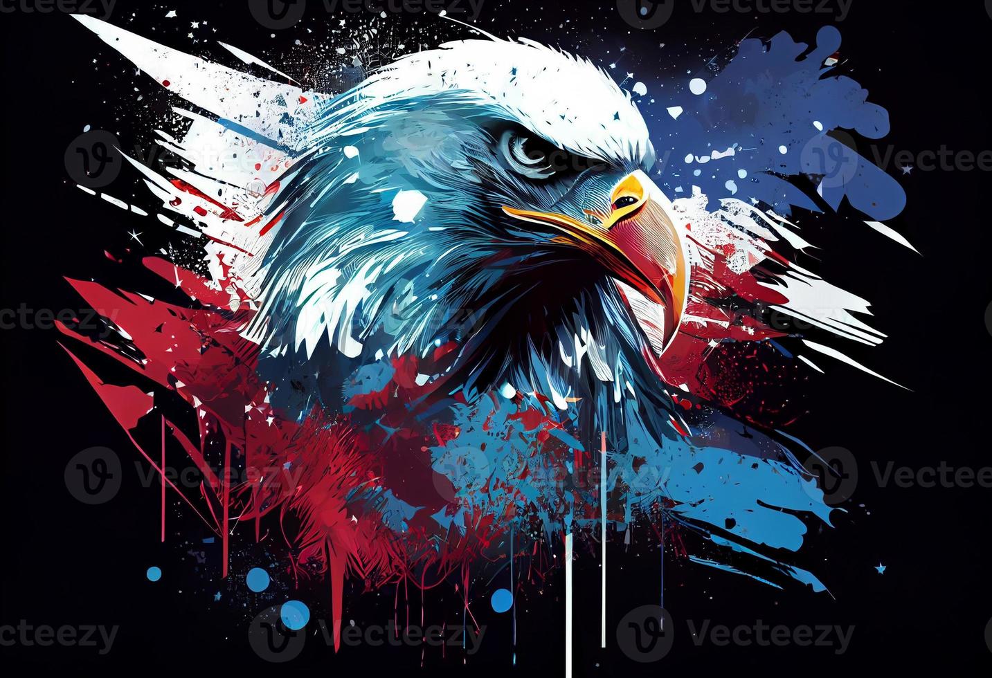 Etats-Unis américain drapeau Créatif patriotique Contexte avec chauve Aigle. produire ai. photo