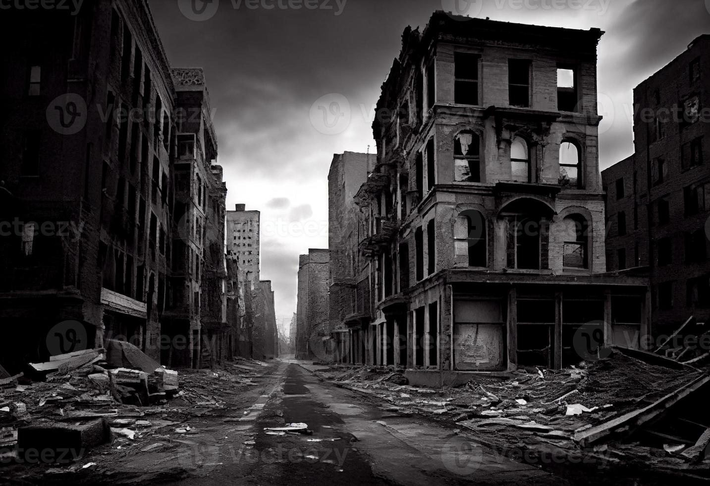 illustration La peinture de détruit abandonné ville, numérique illustration. produire ai. photo