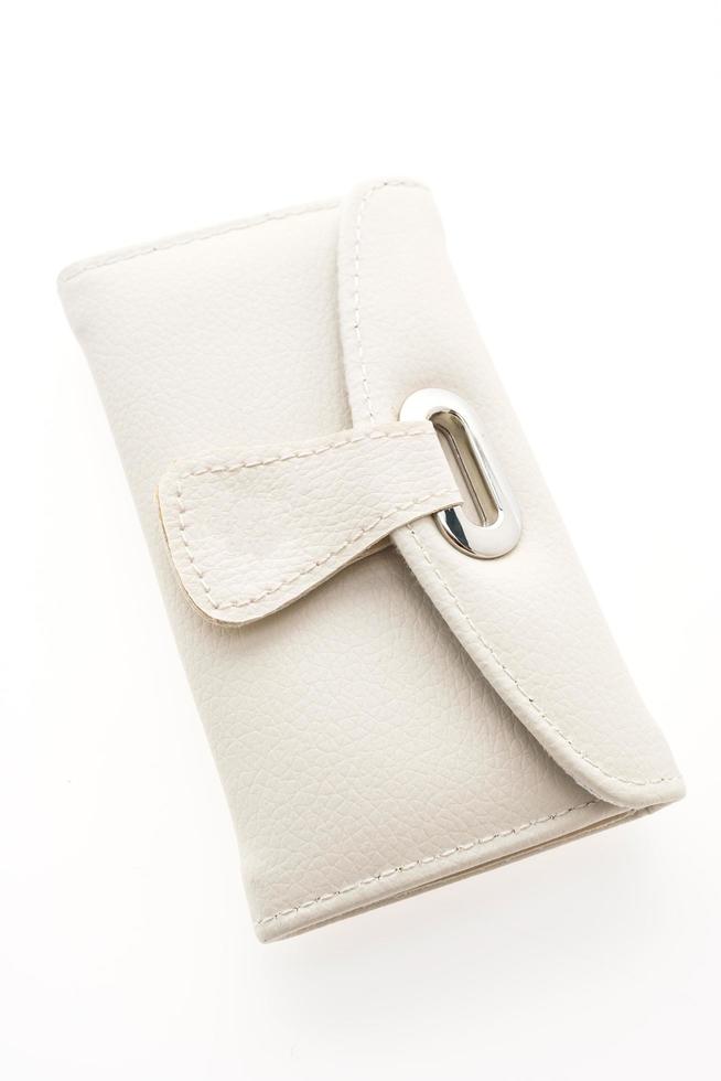portefeuille en cuir blanc sur fond blanc photo