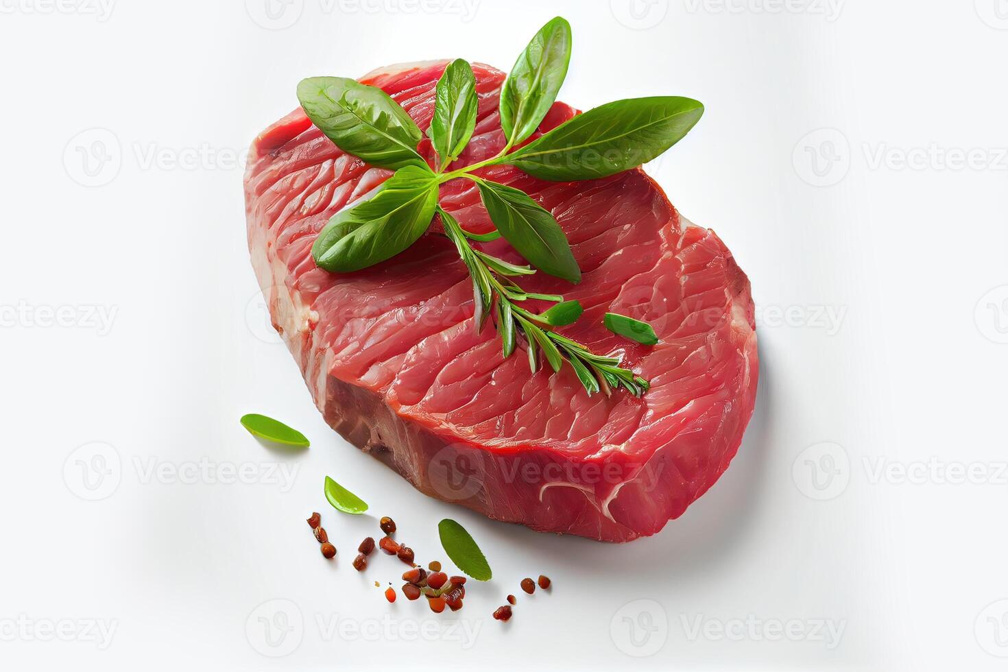 génératif ai illustration de Frais brut du boeuf steak isolé sur blanc Contexte photo