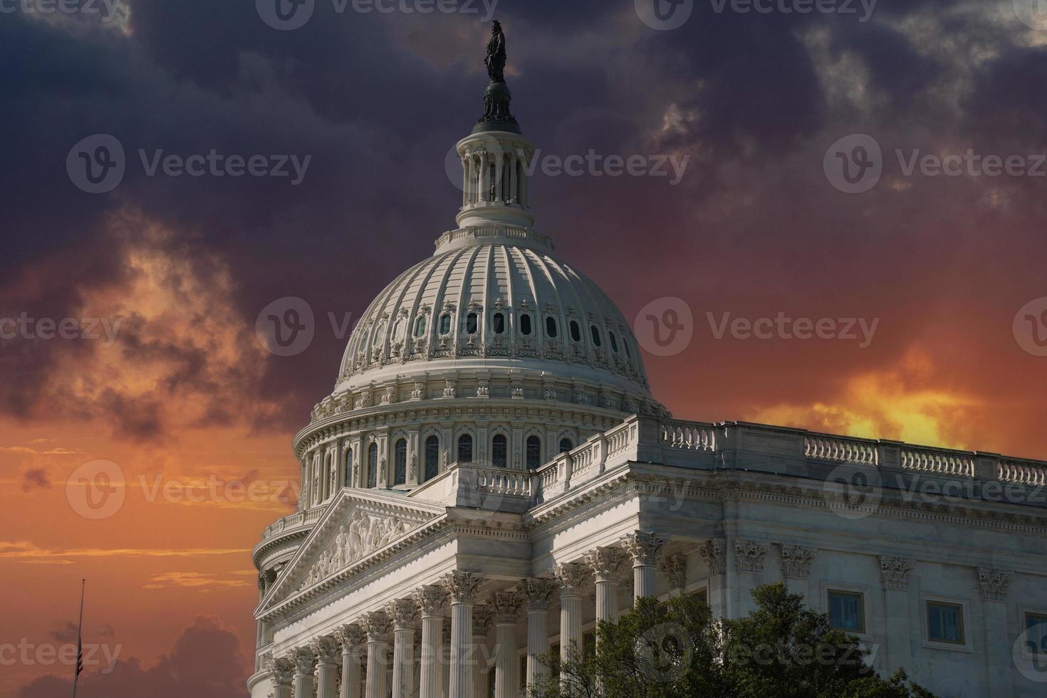 Washington dc Capitole détail à le coucher du soleil photo