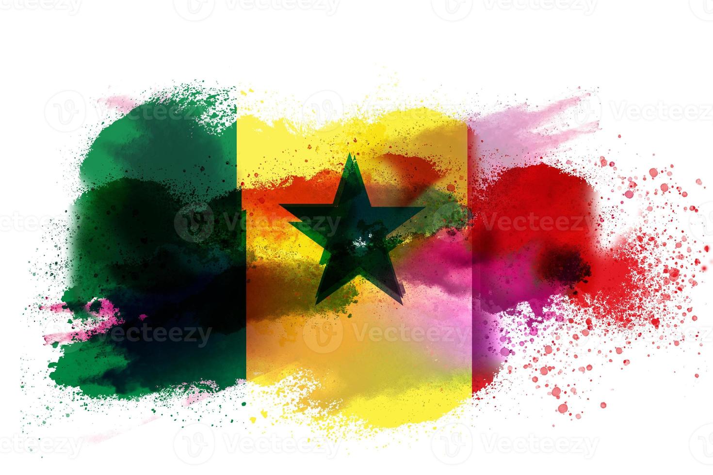 Sénégal aquarelle peint drapeau photo