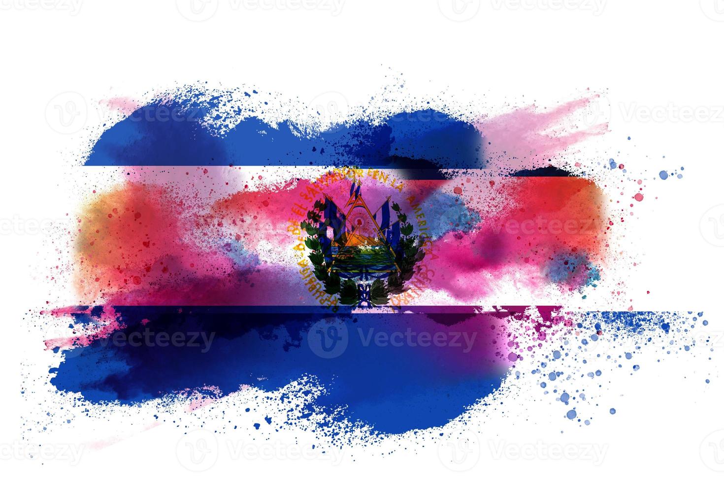 el Salvador aquarelle peint drapeau photo