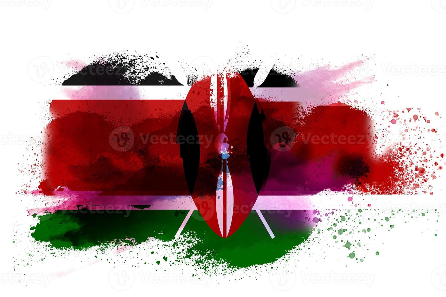 Kenya aquarelle peint drapeau photo