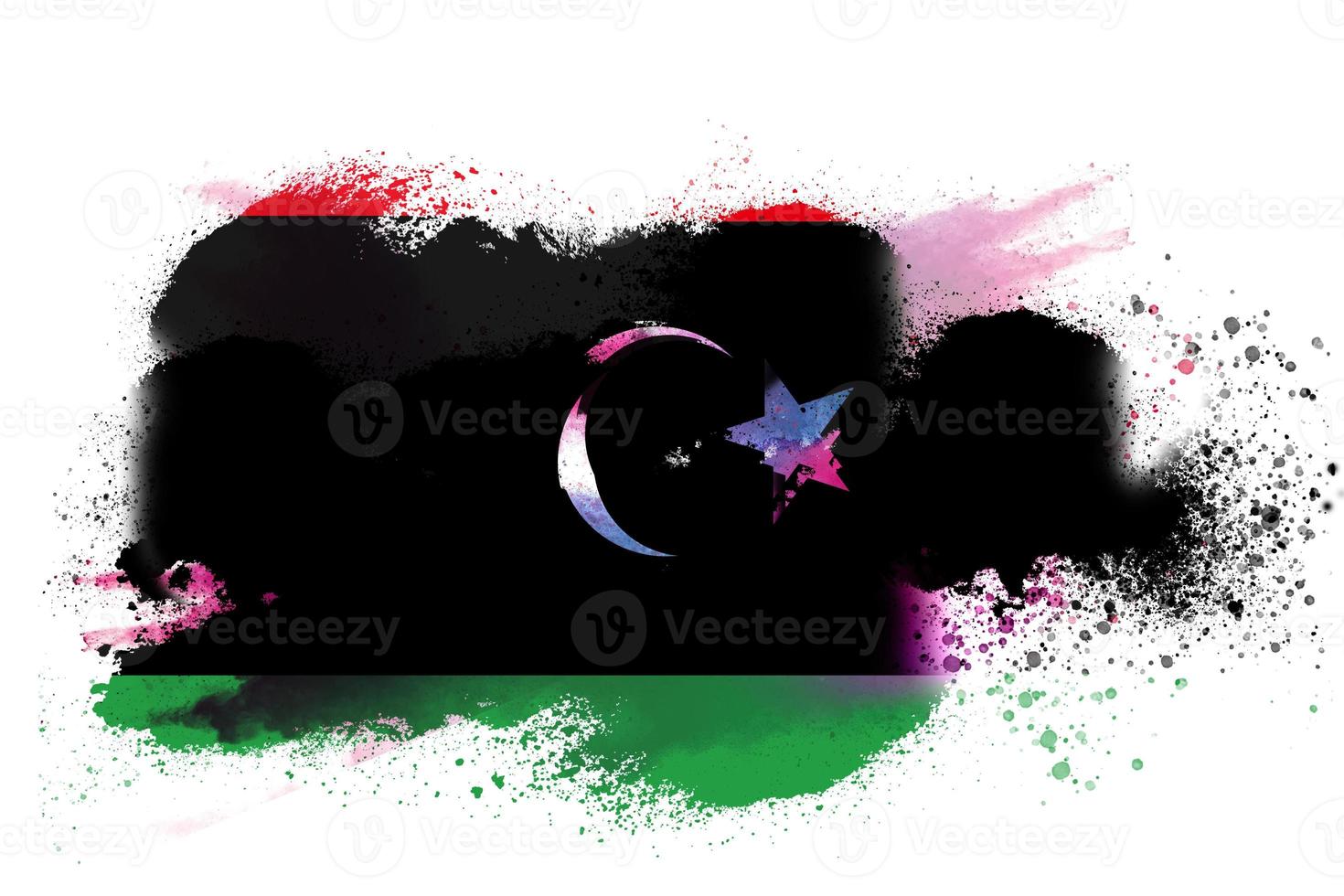Libye aquarelle peint drapeau photo