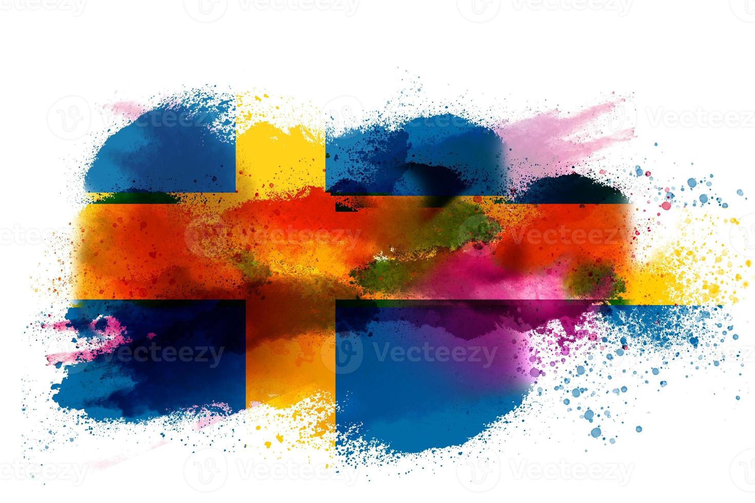 Suède aquarelle peint drapeau photo