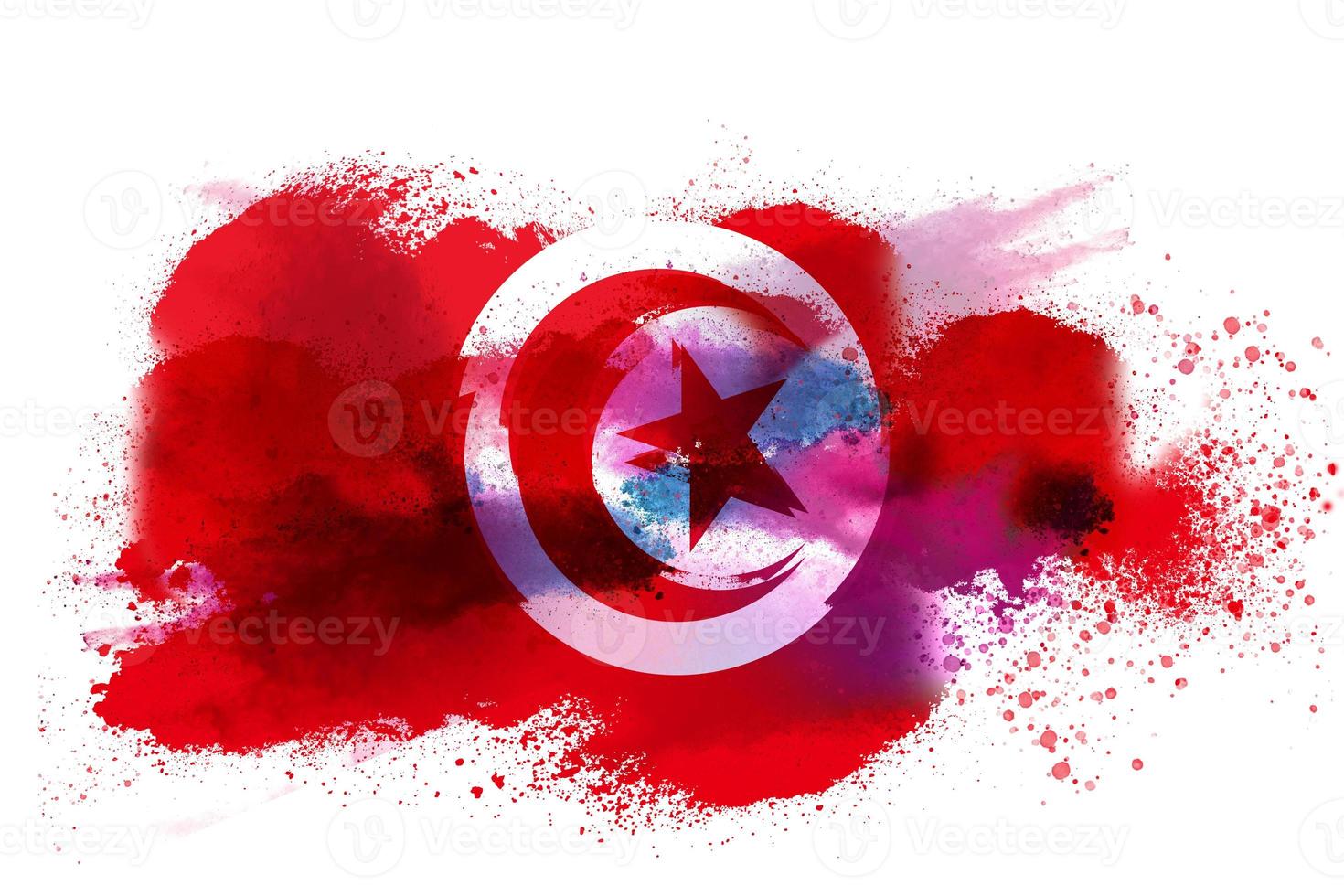 Tunisie aquarelle peint drapeau photo