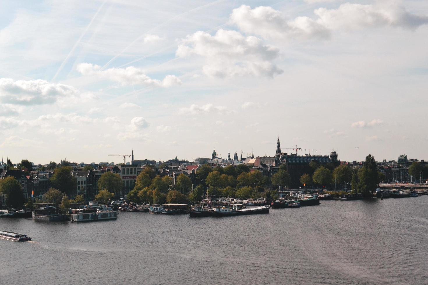 Amsterdam, Pays-Bas 2015- vue aérienne de la rivière en Hollande photo