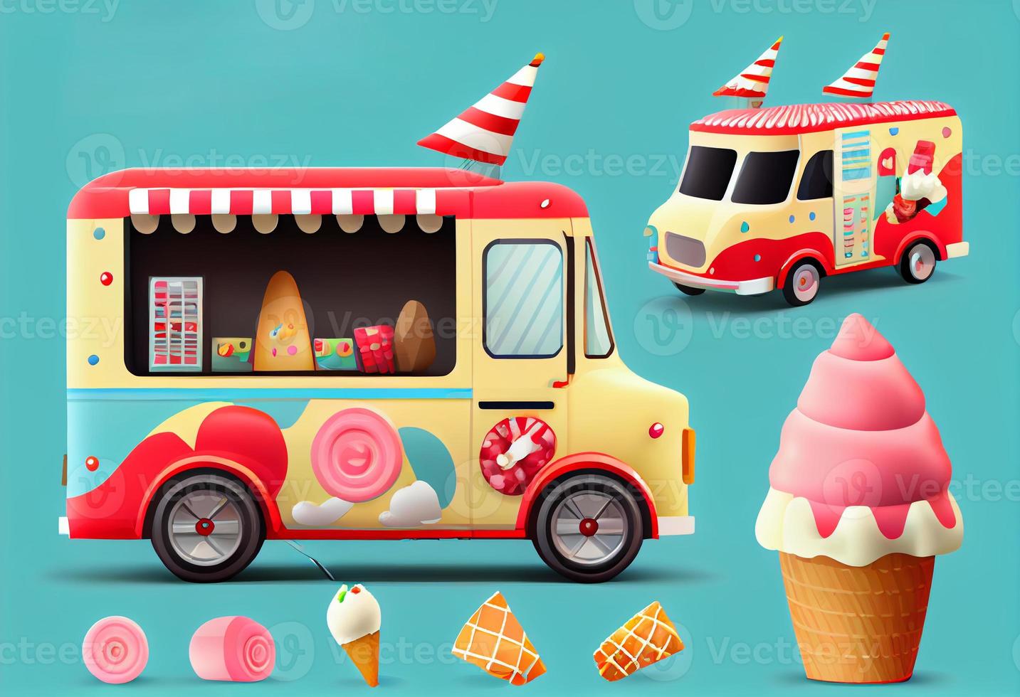 la glace crème nourriture camion. produire ai. photo