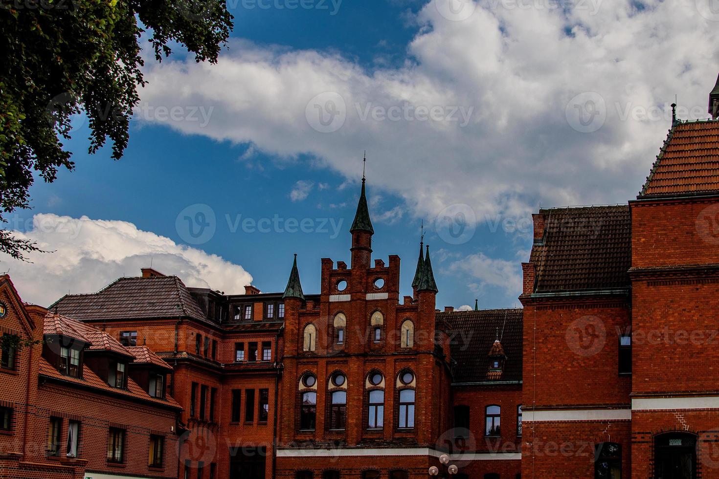 vieux historique brique teutonique bâtiment ville salle dans lebork Pologne photo