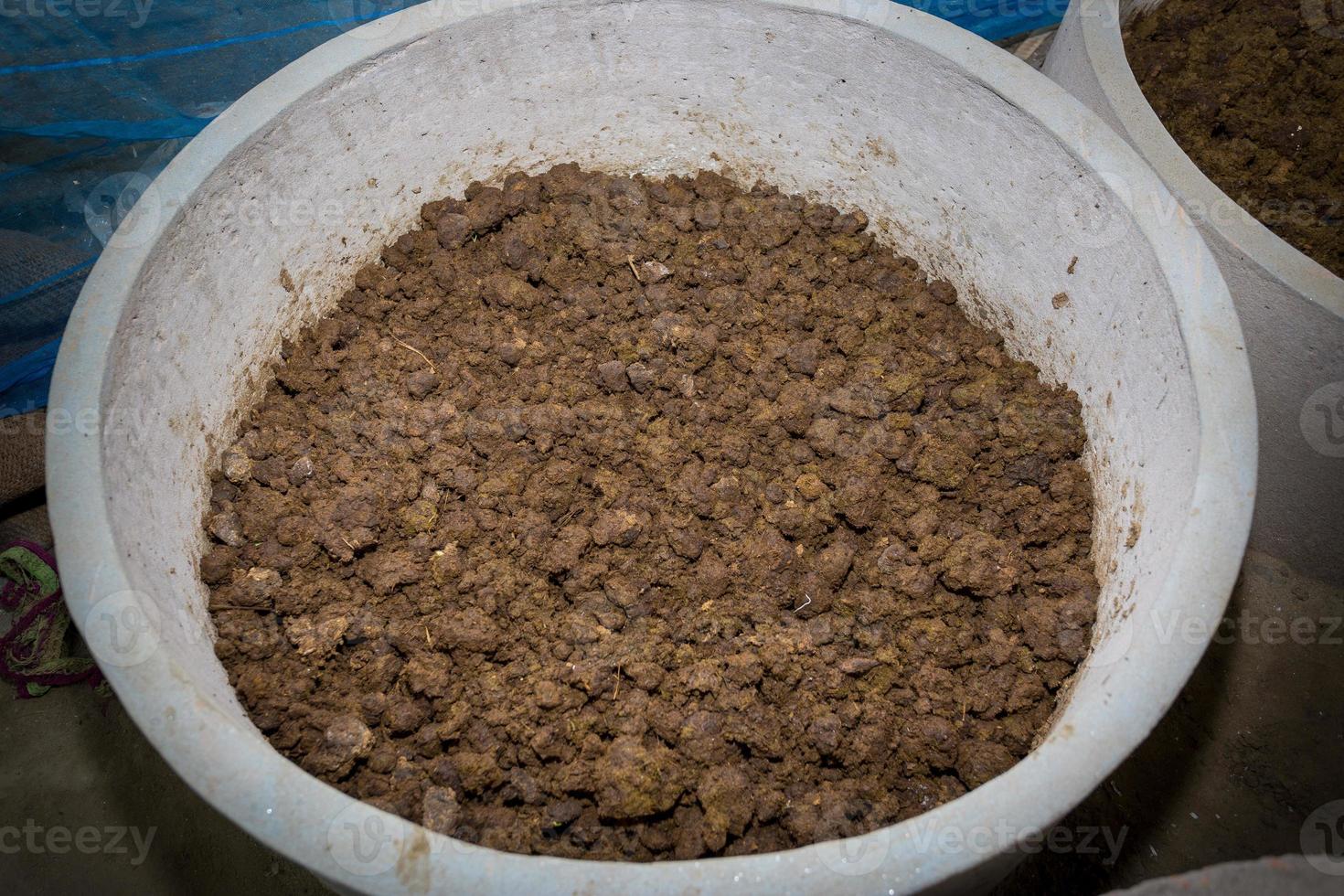 lombricompost est étant fabriqué localement dans grand conteneurs de ciment à Chuadanga, Bangladesh. photo