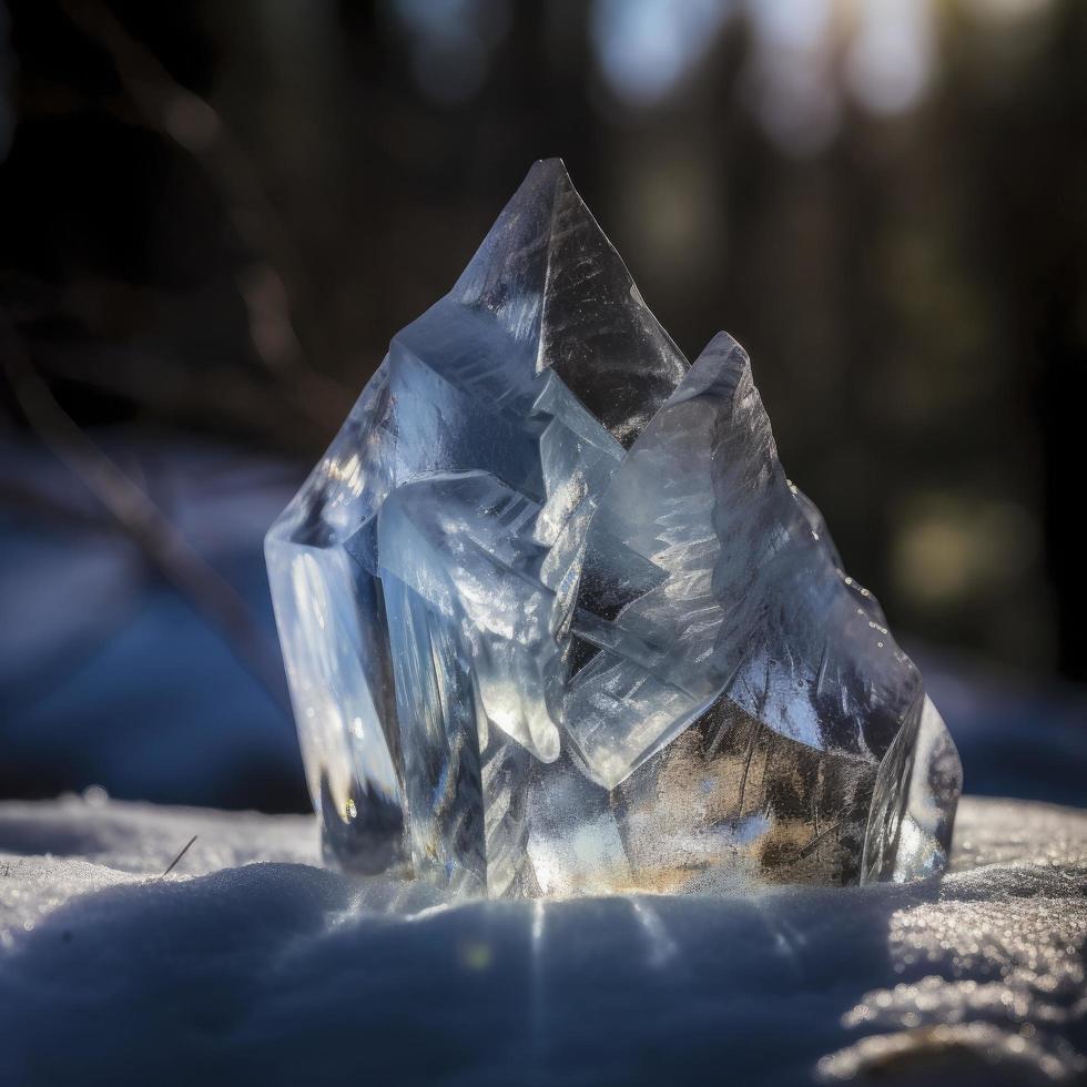 icernunnos congelé dans une bloquer de glace, cristal tesson, rétro-éclairé, produire ai photo