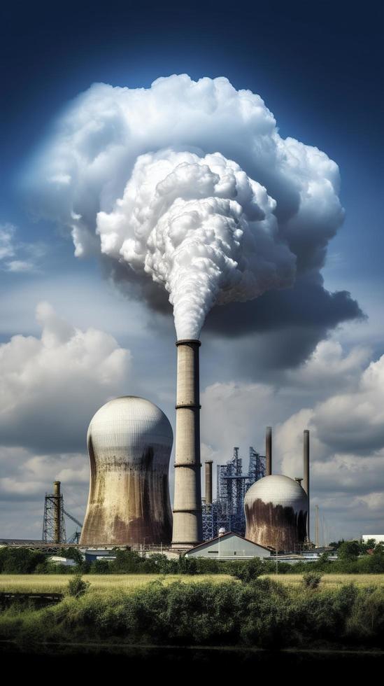 gratuit photo climat changement avec industriel pollution, générer ai