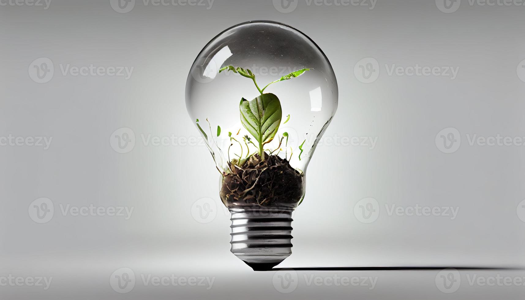 lumière ampoule avec germer à l'intérieur isolé dans blanc Contexte petit plante croissance à l'intérieur une ampoule photo