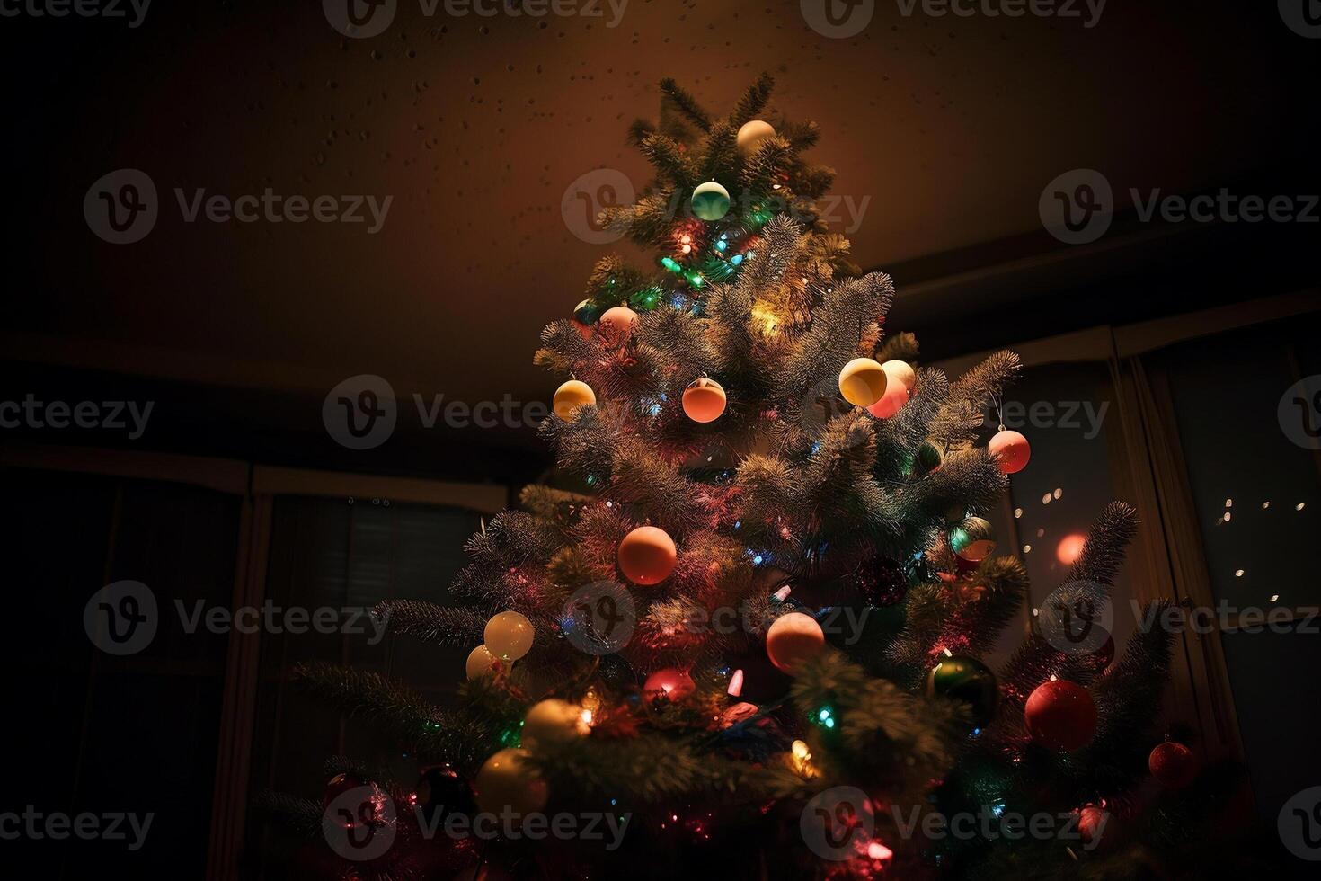 Noël arbre dans le chambre. ai généré photo